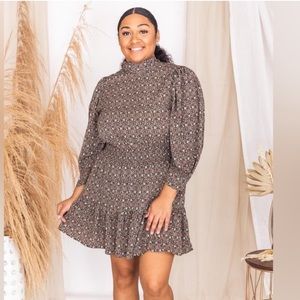 Pink Lily Sullivan Long Sleeve Mock Neck Floral Dress